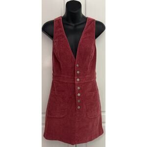 Lulus Corduroy Pinafore Dress in Rusty Rose Size S